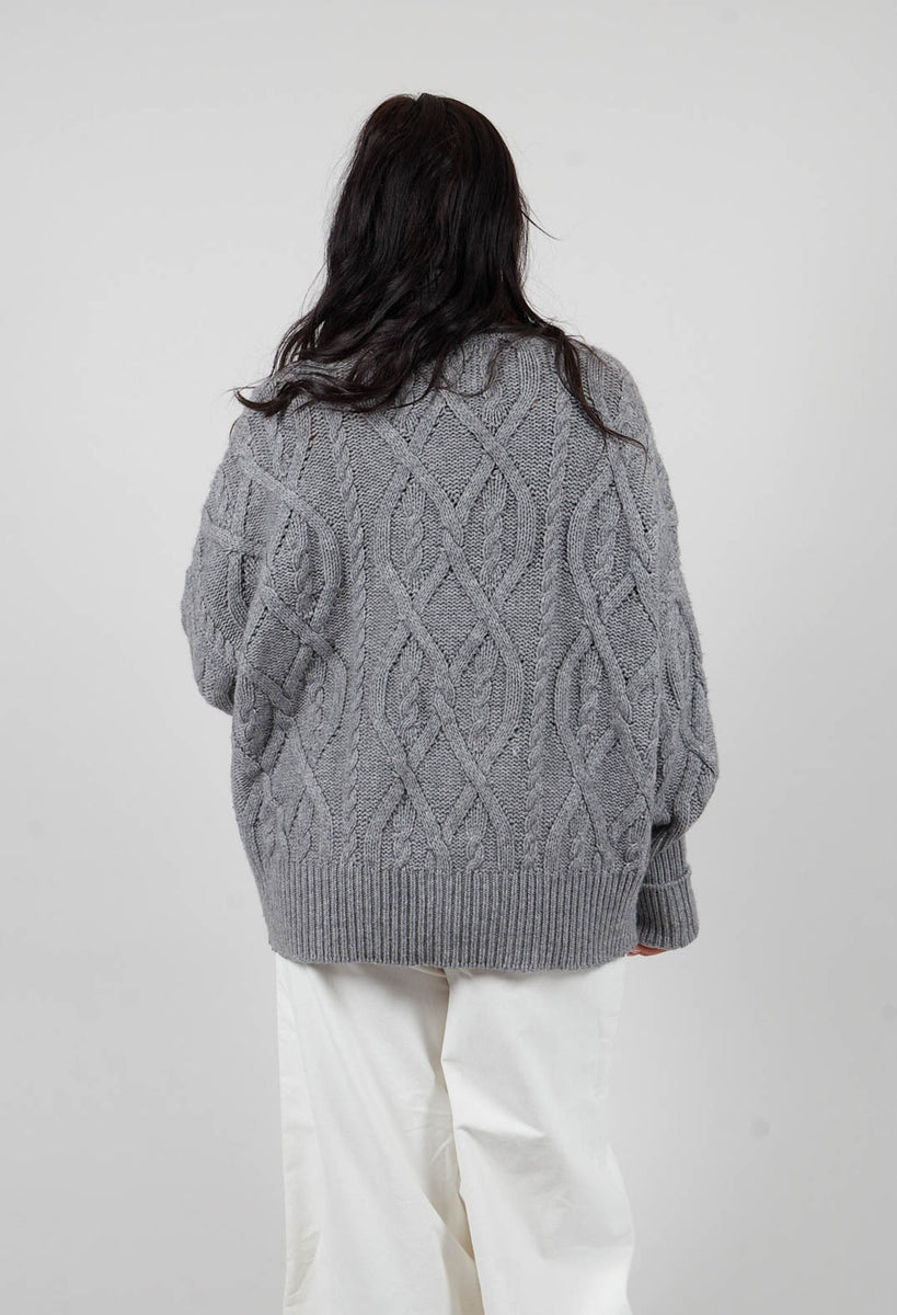 Dom Goor Chunky Cable Knit Jumper in Silver | Olivia May