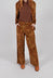 Floral Velvet Palazzo Trousers in Tabacco