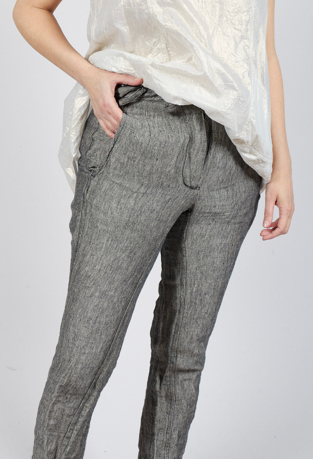 Asymmetric Belt Loop Trouser in Black Dust