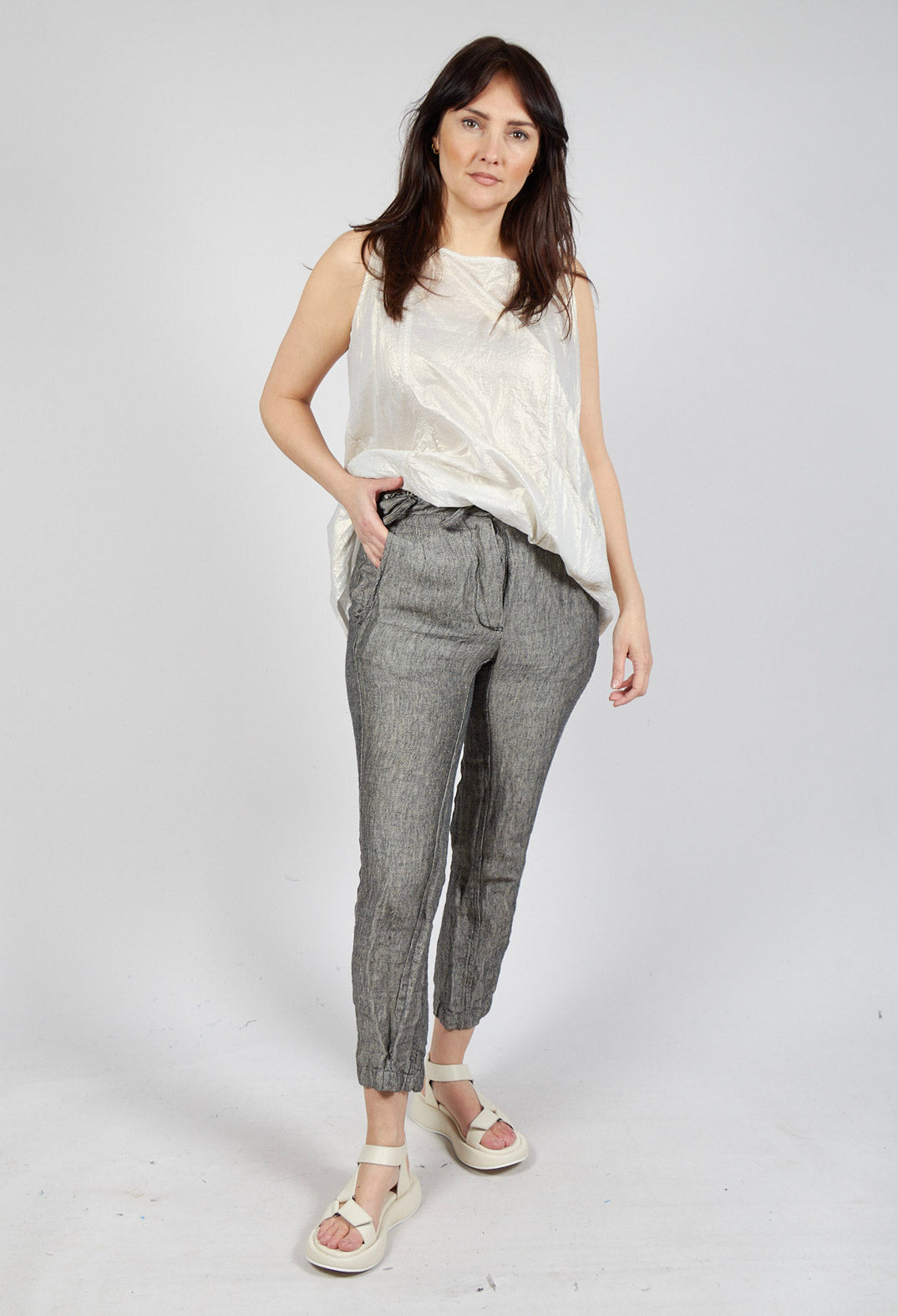 Asymmetric Belt Loop Trouser in Black Dust