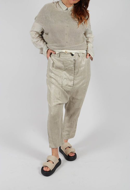 Linen Drop Crotch Trousers in Dust Sparkle