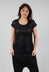 Longline Metallic T-Shirt in Black Sparkle