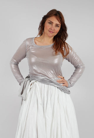 Long Sleeve Metallic T-Shirt in Moon Sparkle