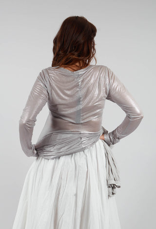 Long Sleeve Metallic T-Shirt in Moon Sparkle