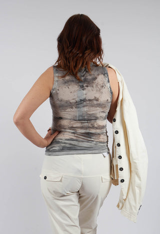 Sheer Print Dress in Asteroid Pigment