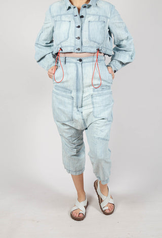 Drop-Crotch Straight Leg Jeans in Semibleach