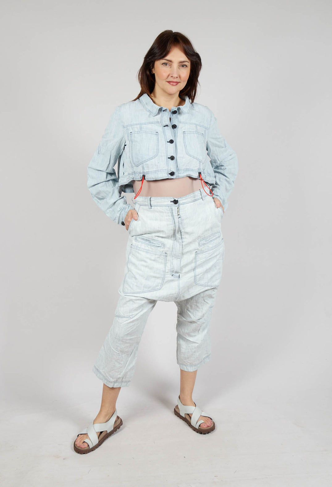 Drop-Crotch Straight Leg Jeans in Bleachwash