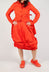 Gathered Midi Skirt with Back Button-Flap Pockets in Mandarine