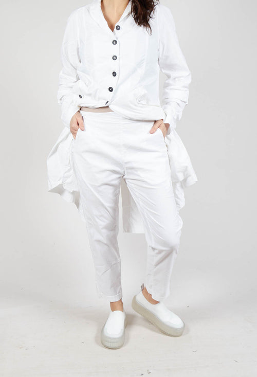 Straight-Leg Trousers with Button-Flap Back Pockets in Semi Bleach