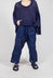 Cotton Drop-Crotch Trousers with Pull String Waist in Ocean Paper