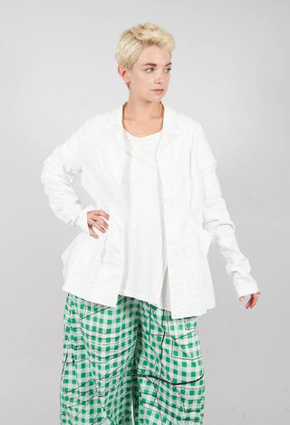 Button Through Jacket with Feature Pleats in Offwhite