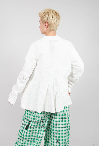 Button Through Jacket with Feature Pleats in Offwhite