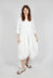 Dual Fabric Tulip Hem Dress in Offwhite