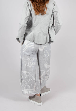 Linen Balloon Trousers in Grey Print