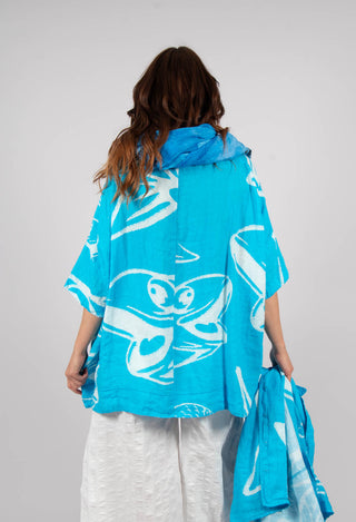 Linen Oversized Top in Malibu Print