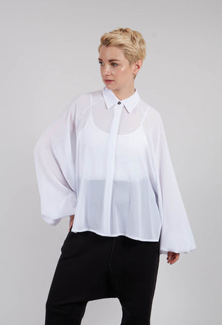 Aysmmetric Shirt in Georgette White
