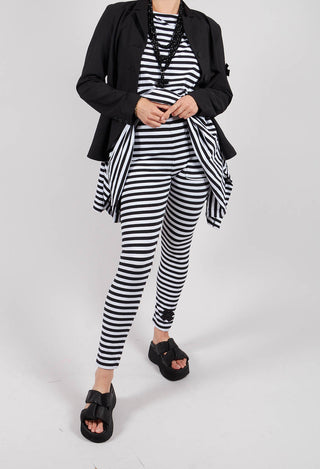 The A Leggings in Black and White Stripe