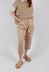 Tie Waist Trousers in Beige/White Print