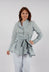 Asymmertic Pinstripe Jacket in Blue and Green