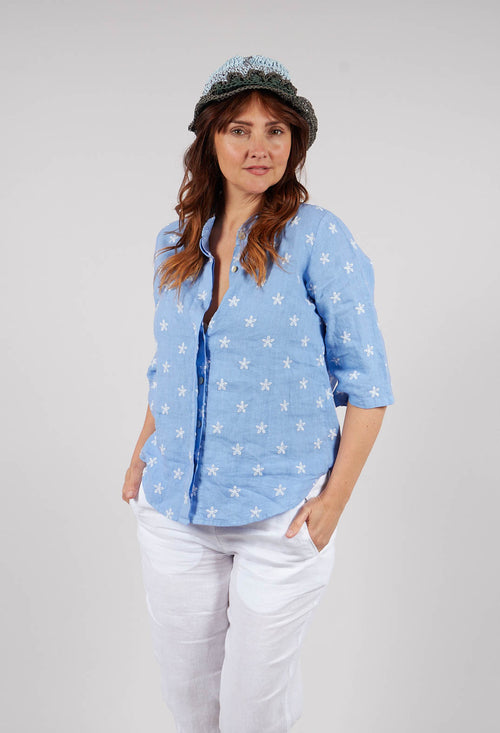 Collarless Shirt in C.Blue