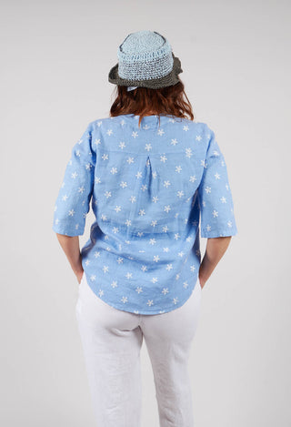 Collarless Shirt in C.Blue