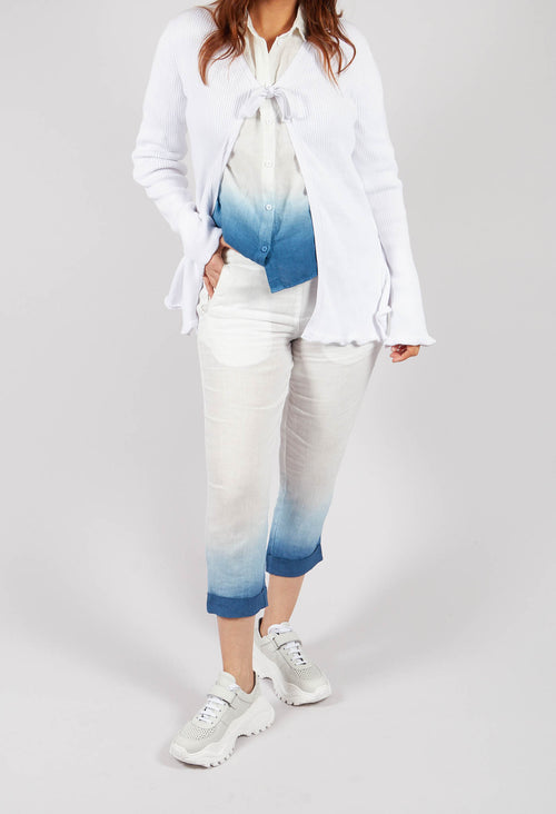 Dip Dyed Geisha Pants in White and Blue