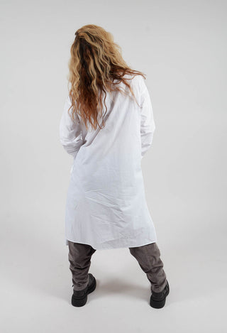 Long Shirt with Ruffles in White