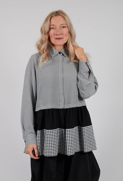 Pleated Hem Shirt in Black and White
