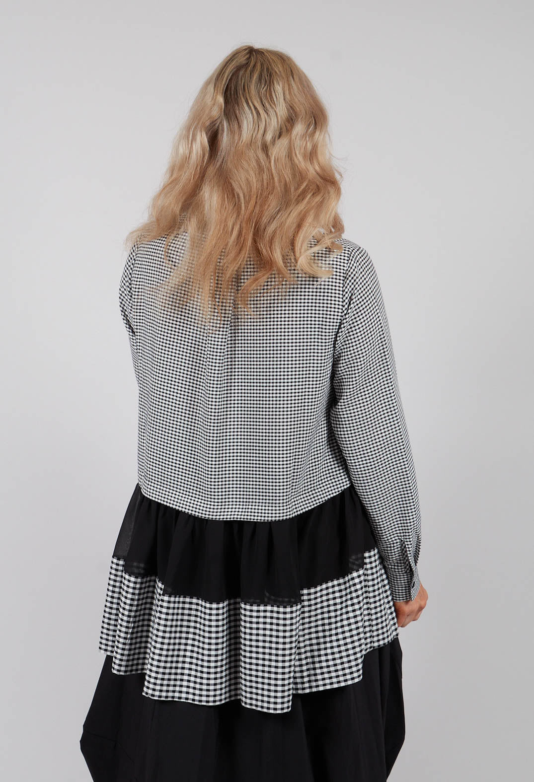 Pleated Hem Shirt in Black and White