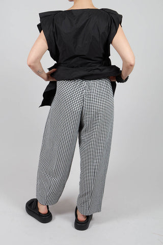 Wide Leg Checked Trouser in Black and White