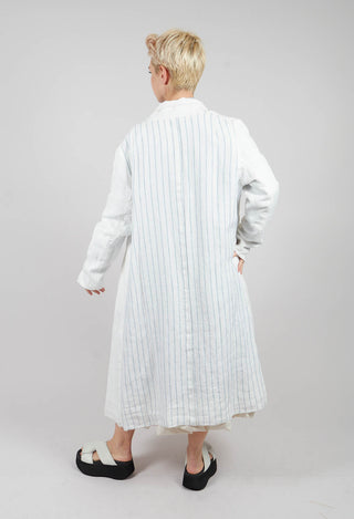 Longline Patch Pocket Coat in Original White Stripe