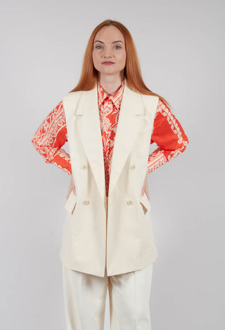 Cotton Canvas Waistcoat in Sea Salt