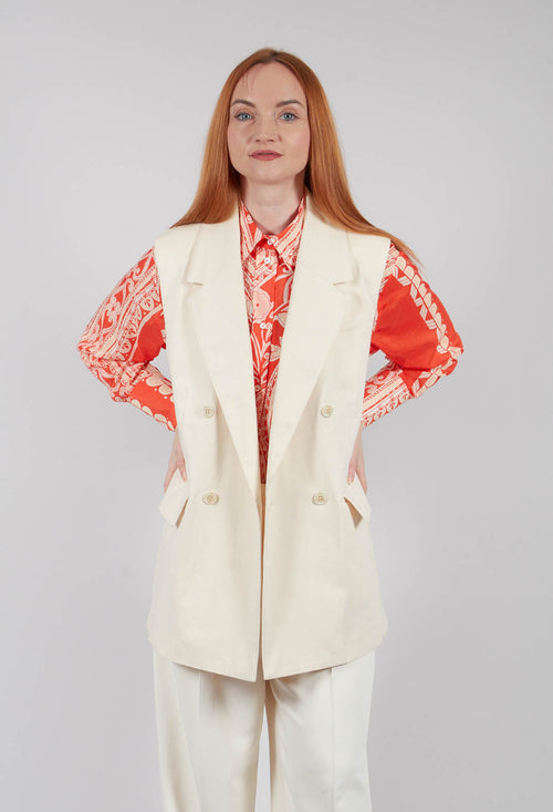 Cotton Canvas Waistcoat in Sea Salt