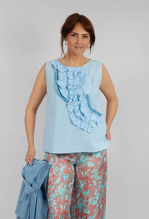 Top with Ruffle and Raffia Detail in Open Air