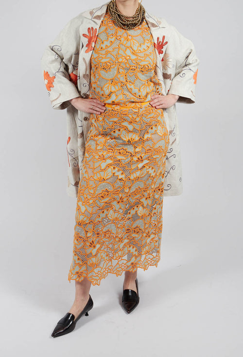 Celia Macrame Tube Skirt in Clementine