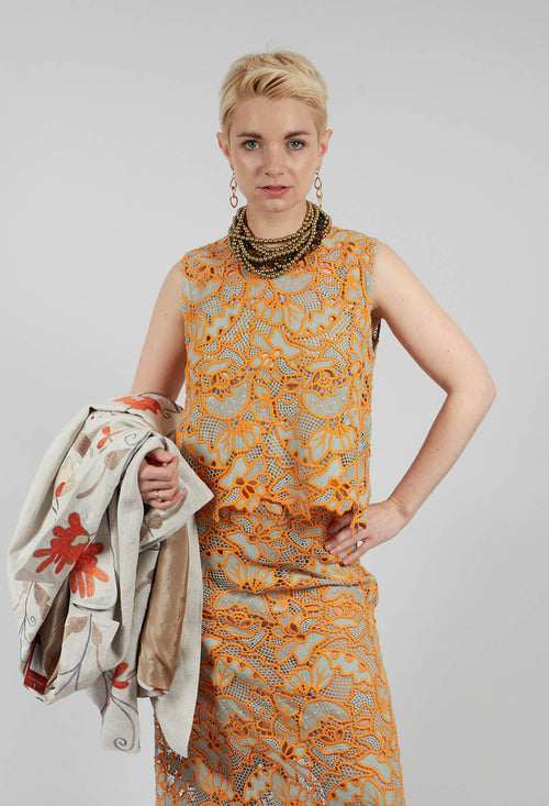 Celia Macrame Top in Clementine