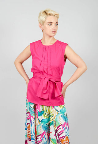 Cotton Poplin Top with Belt in Party Punch