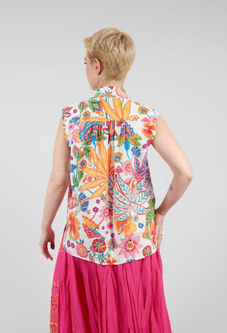 Rumba Sleeveless Printed Shirt in White