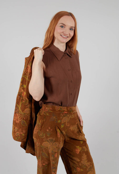 Lyocell Sleeveless Shirt in Sigaro