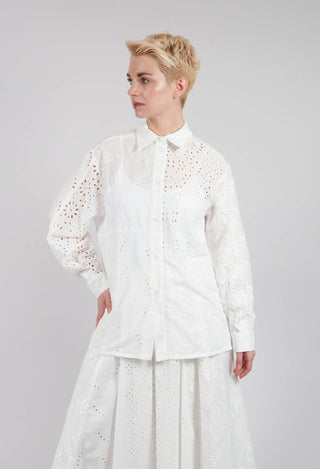 Patchwork Sangallo Embroidery Shirt in White