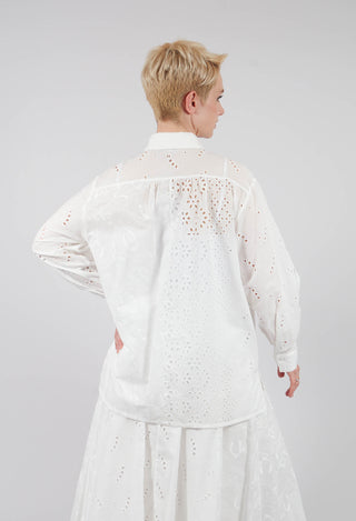Patchwork Sangallo Embroidery Shirt in White