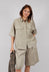 Linen Blend Shirt with Large Pockets in Naturale