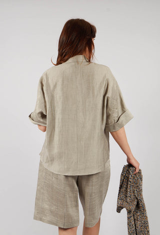 Linen Blend Shirt with Large Pockets in Naturale