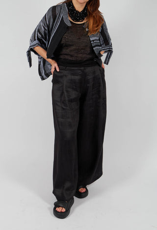 Wide Leg Plain Trousers in Nero