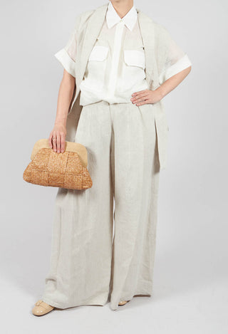 Wide Leg Linen Trousers in Naturale