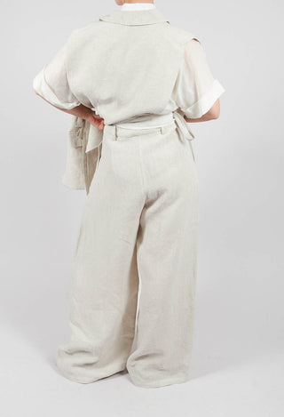 Wide Leg Linen Trousers in Naturale