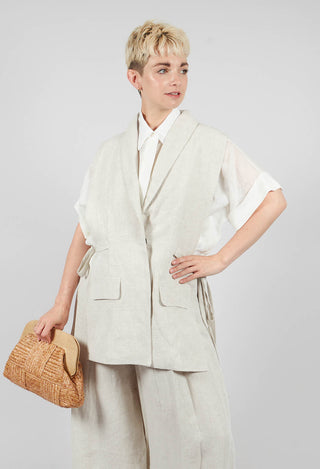 Strings Linen Waistcoat in Naturale
