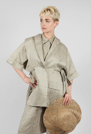 Strings Linen Blend Waistcoat in Naturale