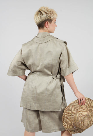 Strings Linen Blend Waistcoat in Naturale