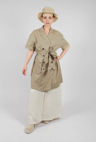 Double Breasted Shirt Dress in Taupe